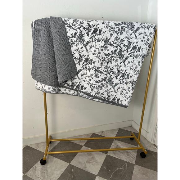 Laura Ashley Other - Laura Ashley Black White Toile Floral Quilt Set 87x92 Cotton Cottagecore Bedding